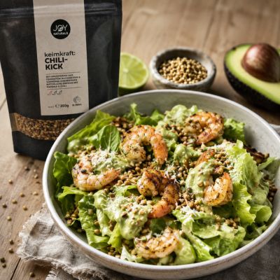 Garnelen-Salat mit cremiger Avonaise & keimkraft Topping