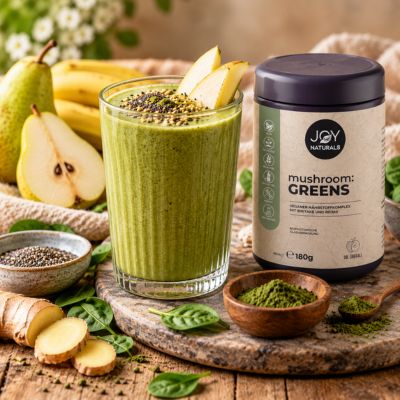 Grüner Birnen-Vanille-Smoothie mit mushroom:GREENS