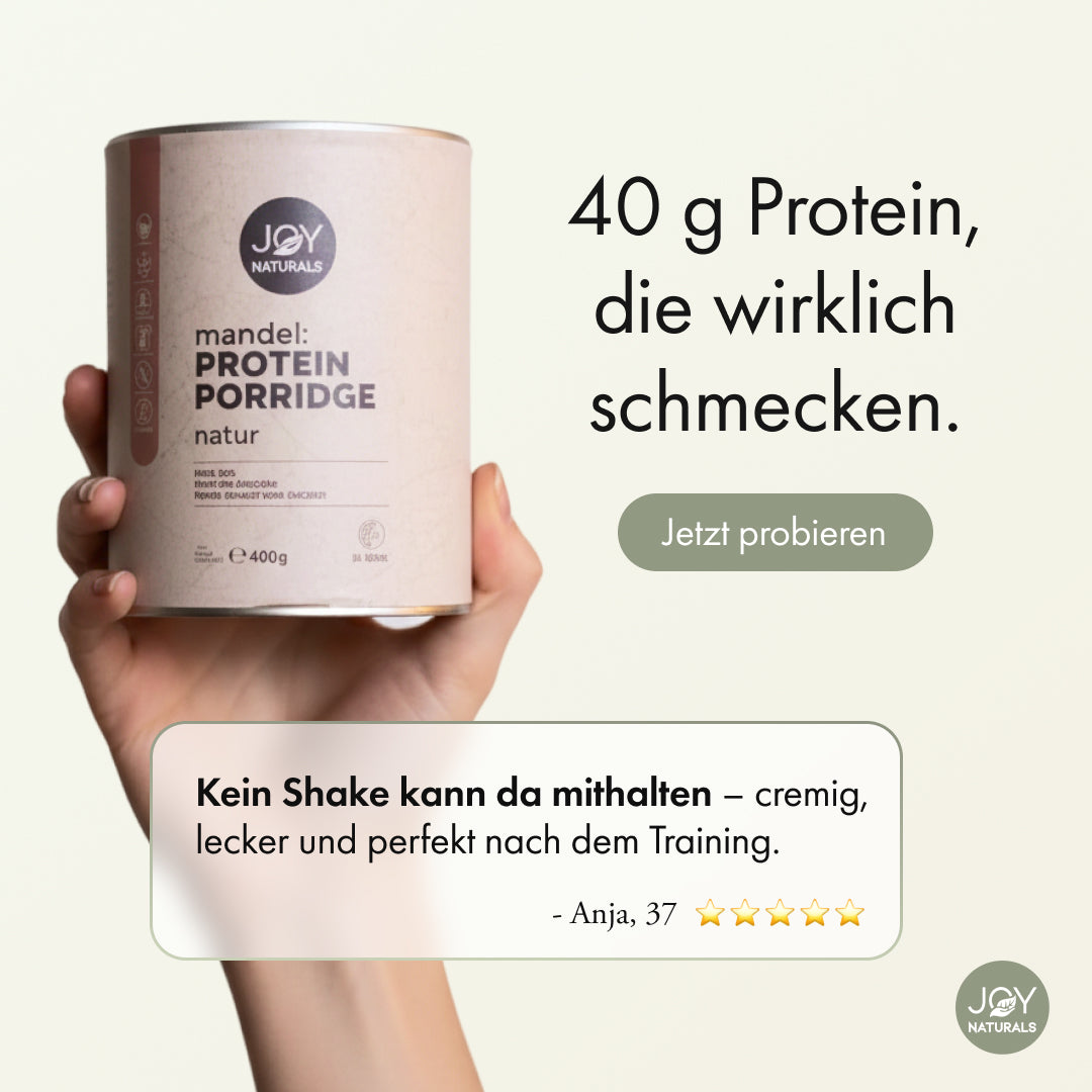 40g Protein die wirklich schmecken im JOY NATURALS Mandel Protein Porridge