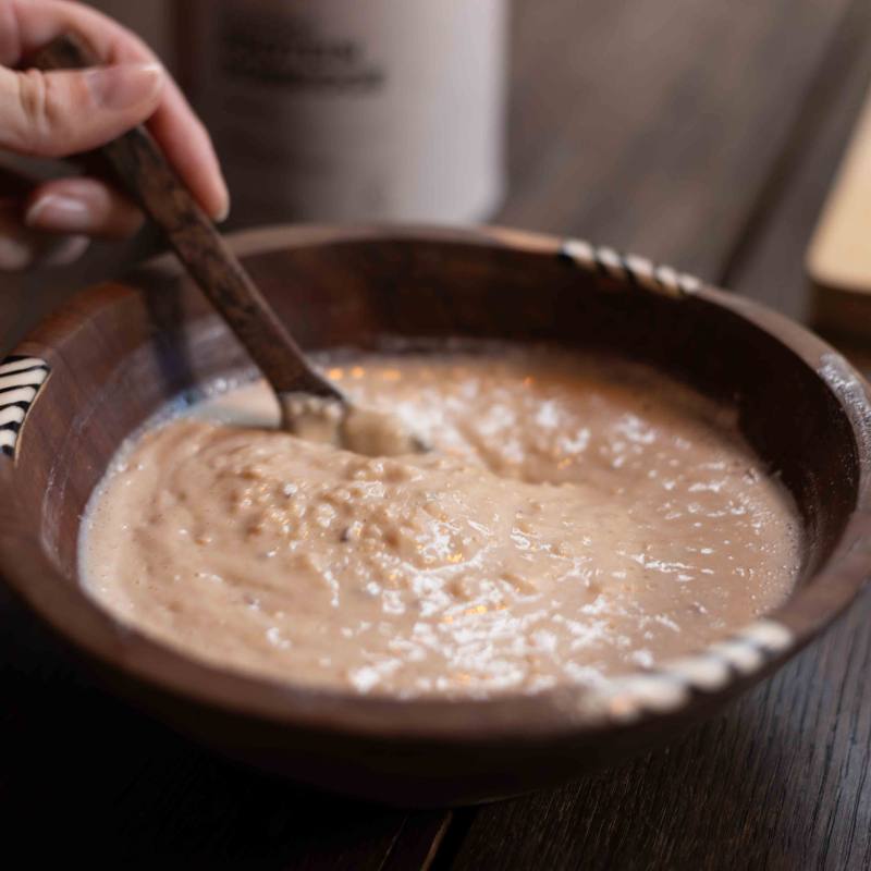 Mandel Protein Porridge Natur zubereiten