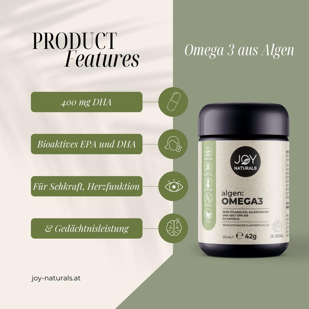 Omega 3 algae oil capsules vegan - 60 capsules