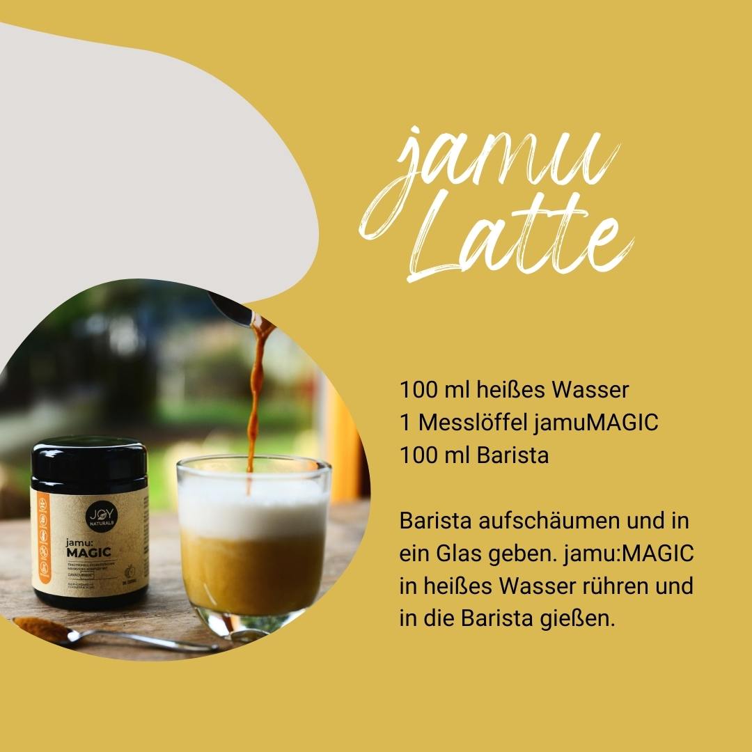 jamu LATTE Rezept mit Ashwaghanda und Cavacurmin | JOY NATURALS