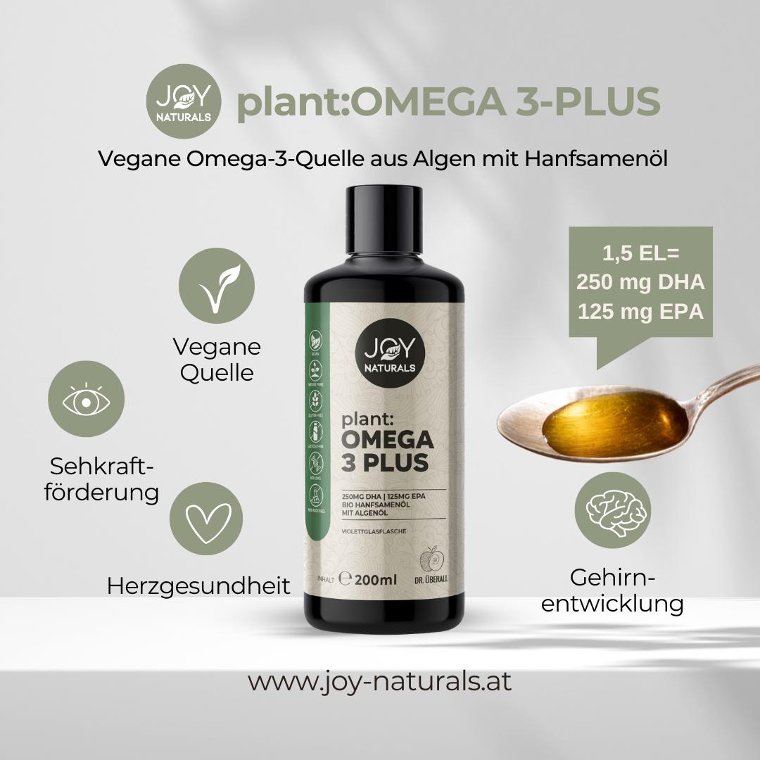 Vegane Omega 3 Quelle aus Algen mit Hanfsamenöl