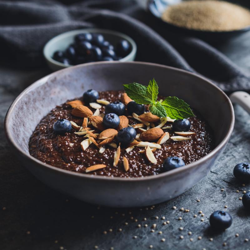 Organic protein porridge almond cocoa